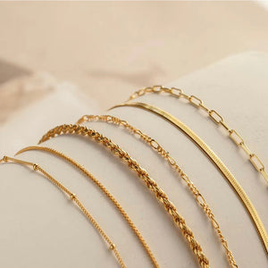 Set of 6 Real 18K Gold Plated QueenMe Anklets