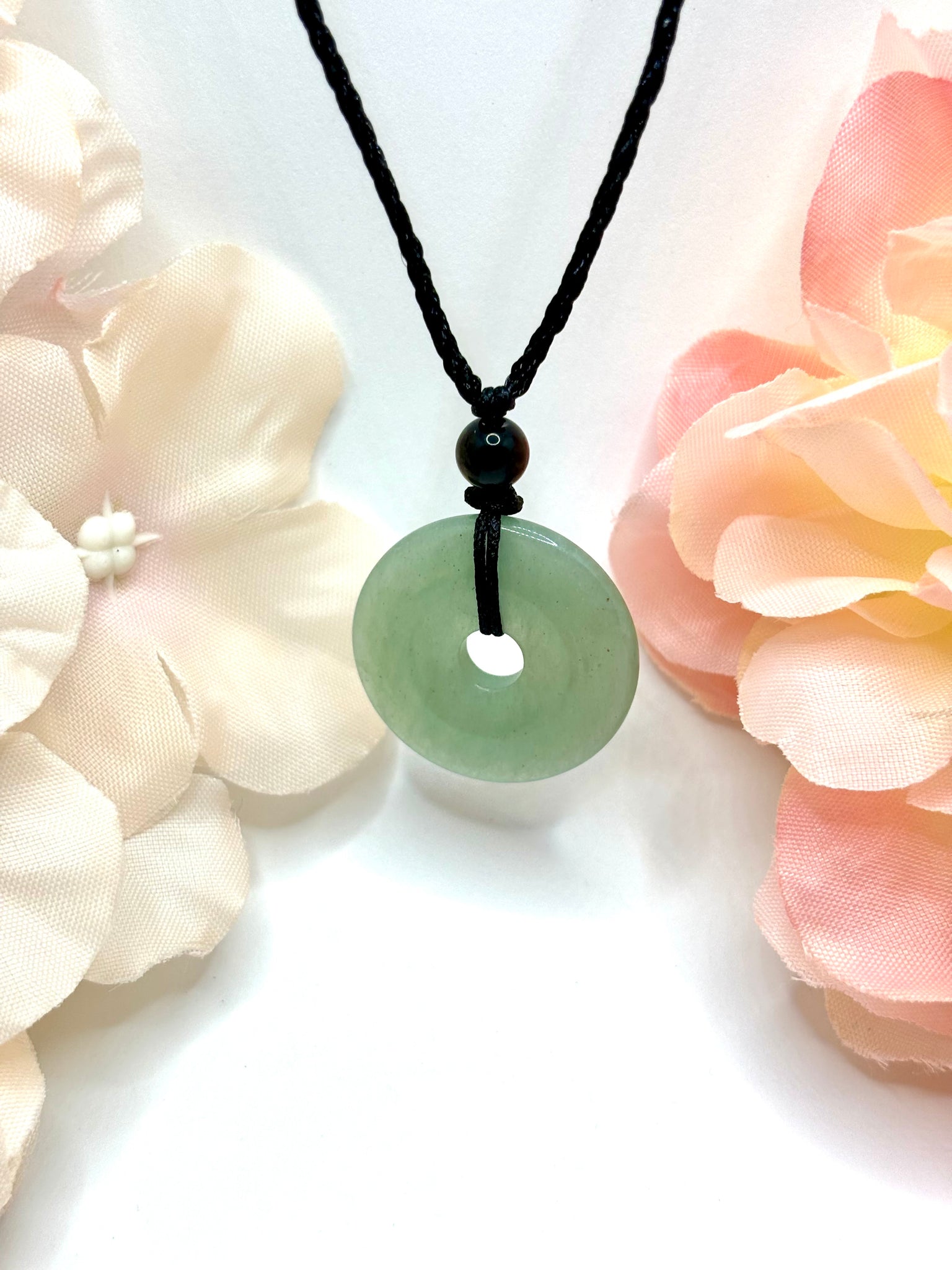 Green Aventurine Round Donut Rope Necklace