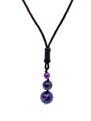 Amethyst 3-Sphere Rope Necklace
