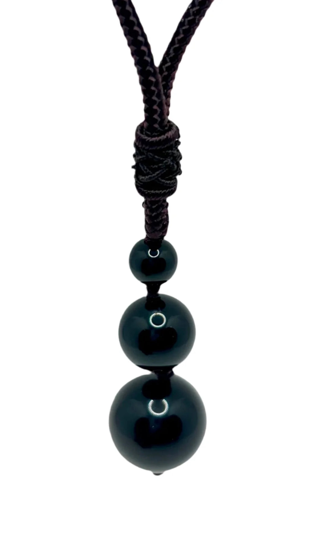 Black Obsidian 3-Sphere Rope Necklace