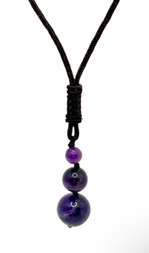 Amethyst 3-Sphere Rope Necklace