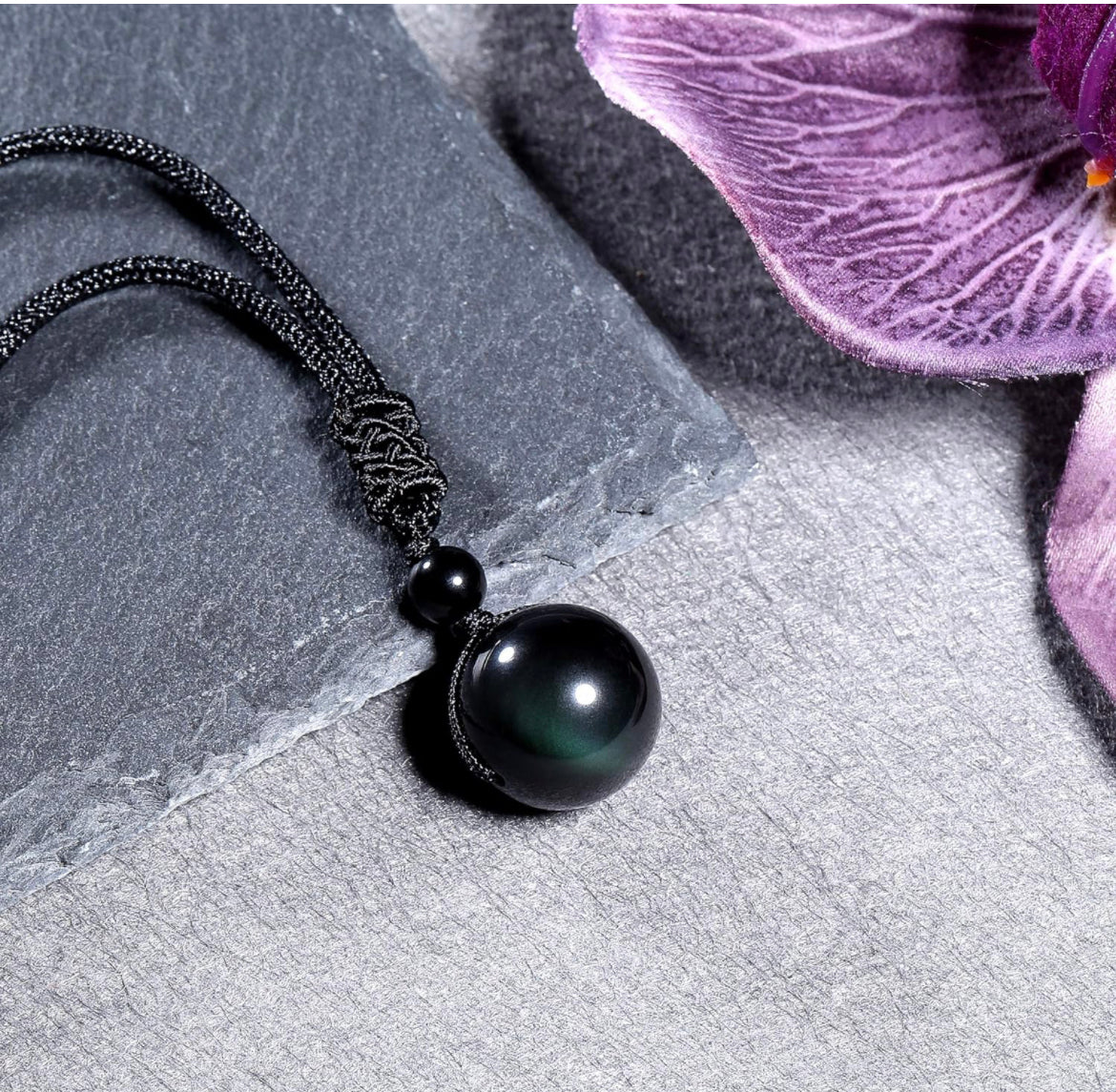 Black Obsidian Round Necklace