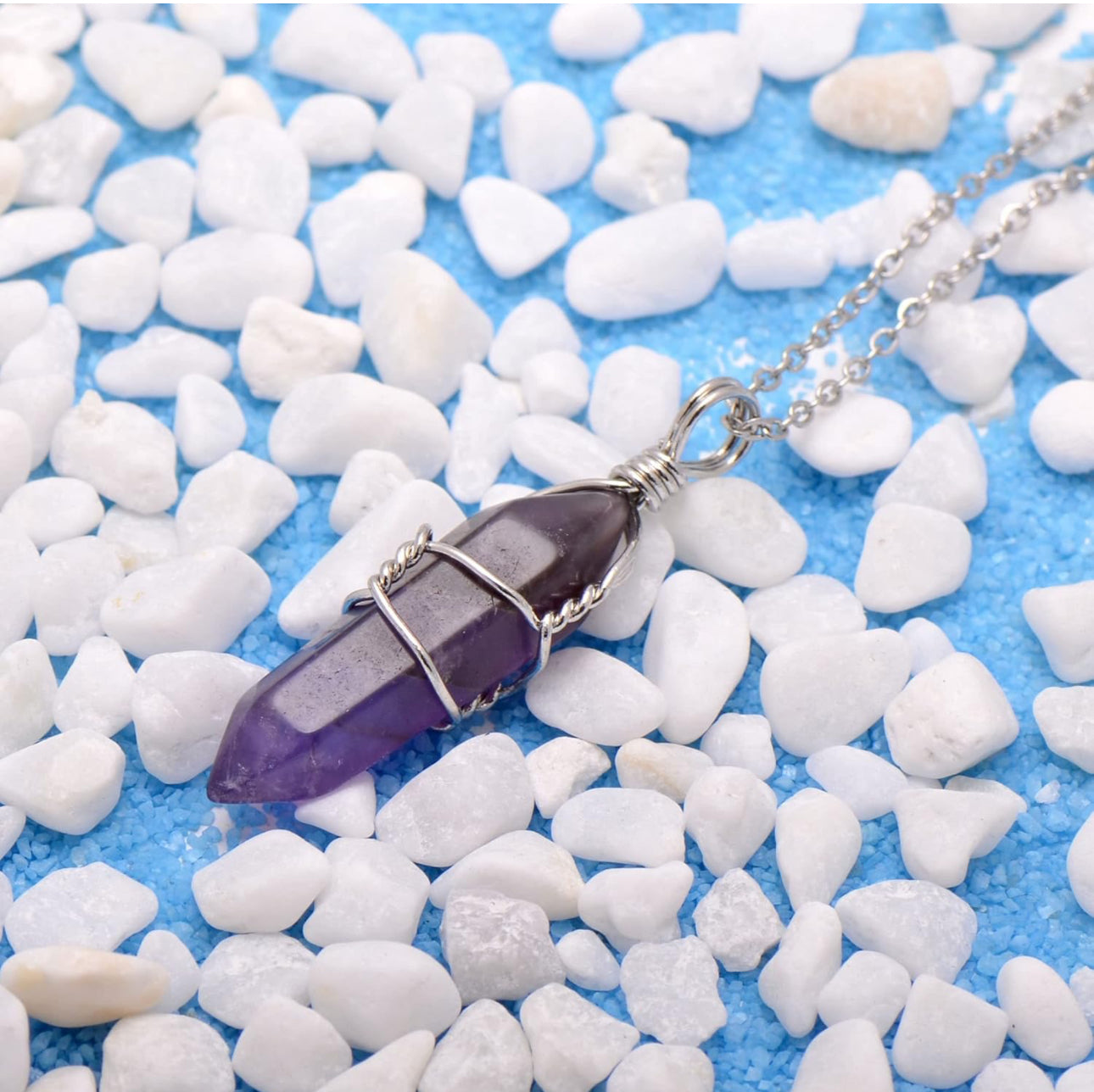 Amethyst and Silver-Wrapped Pendant Necklace