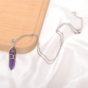 Amethyst and Silver-Wrapped Pendant Necklace