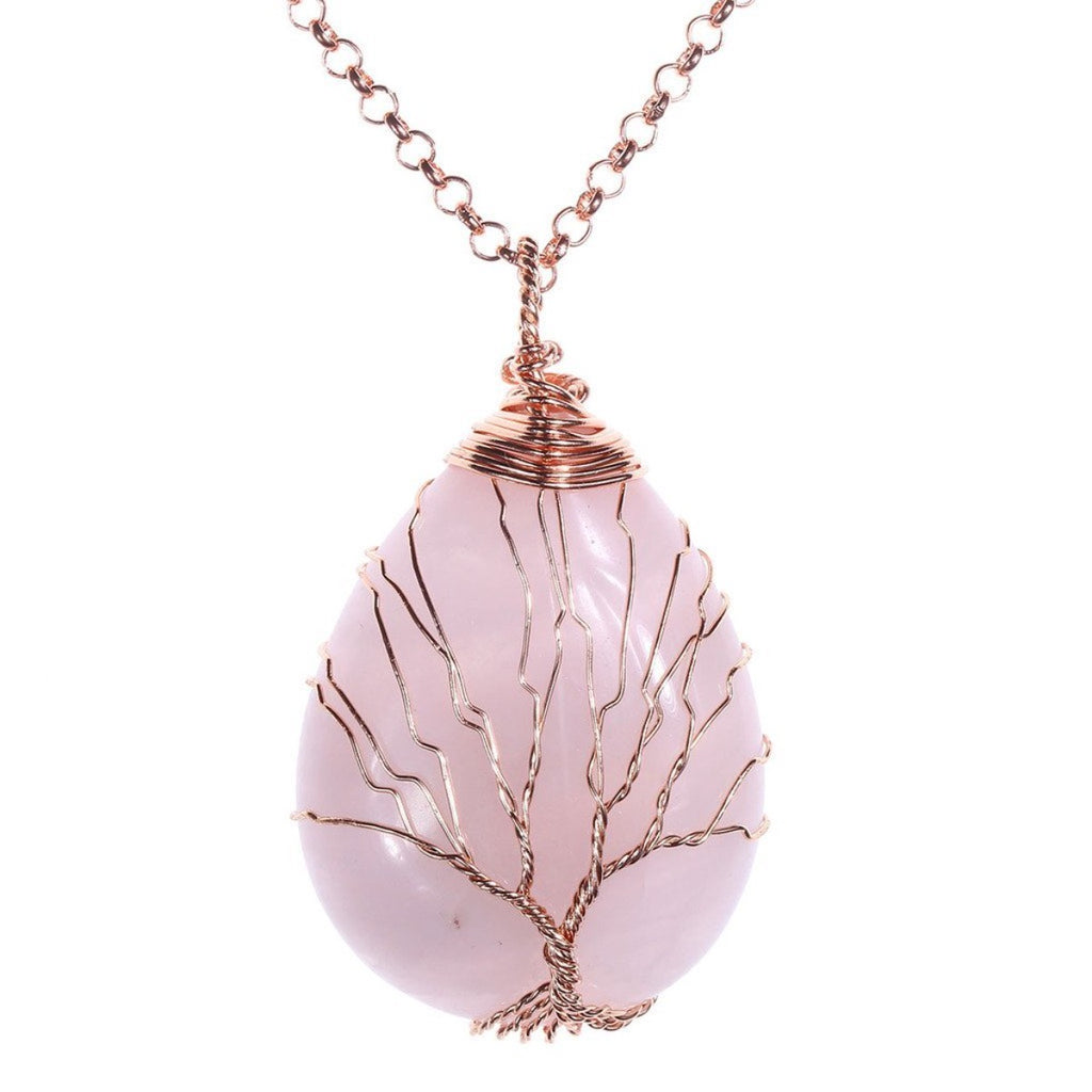 Tree of Life Rose Quartz Necklace