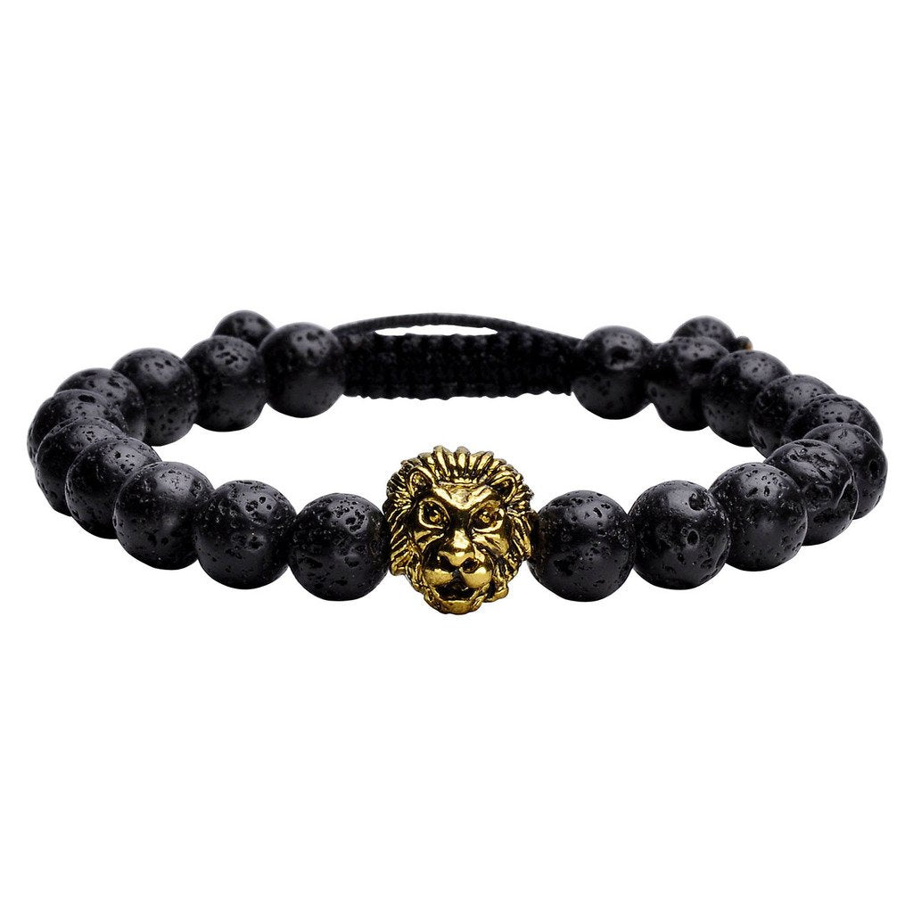 Lava Stone Lion Head Adjustable Bracelet