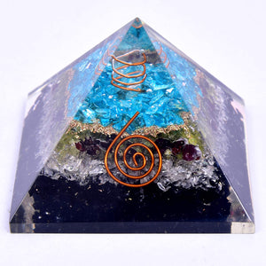 Aquamarine, Periodt, Quartz & Tourmaline Pyramid